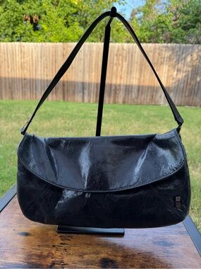 Helen Welsh Black Leather Hobo Shoulder Bag Convertible Clutch
